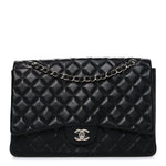 Lambskin Quilted Maxi Single Flap Black