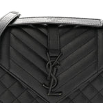 Grain De Poudre Textured Mixed Matelasse Triquilt Medium Monogram Monochrome Satchel Black