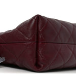 Shiny Calfskin Quilted Clutch With Strap Dark Burgundy