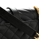Grain De Poudre Textured Mixed Matelasse Triquilt Small Monogram Satchel Black