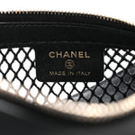 Mesh Shiny Lambskin Chain Hobo Black