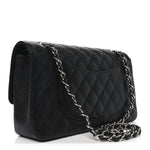 Caviar Quilted Medium Double Flap Black