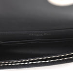 Metallic Patent Micro-Cannage Diorama Wallet on Chain Pouch Silver