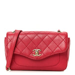 Goatskin Quilted Coco Curve Flap Messenger Flap Red