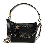 Aged Calfskin Quilted Small Gabrielle Logo Hobo Black