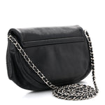 Lambskin Half Moon Wallet On Chain WOC Black