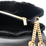 Shearling Y Quilted Monogram Medium Loulou Chain Satchel Black