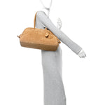 Suede Crocodile Embossed Le Turismo Bowling Bag Camel