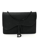 Ultra Matte Calfskin Saddle Chain Pouch Black