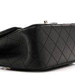 Lambskin Quilted Enamel Mini Pearl Crush Flap Black