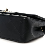 Lambskin Quilted Mini Rectangular Flap Black