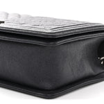 Caviar Chevron Quilted New Medium Boy Flap Dark Navy Blue