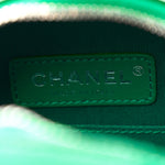 Glazed Calfskin Round As Earth Evening Bag Green