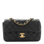 Metallic Caviar Quilted Mini Rectangular Flap Black