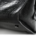 Calfskin Crocodile Embossed Small Monogram Cabas Black