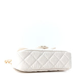 Shiny Crumpled Calfskin Quilted Small Wavy CC Hobo White