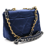 Satin Quilted Medium Chanel 19 Flap Blue