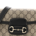 GG Supreme Monogram Horsebit 1955 Soft Small Shoulder Bag Beige Black