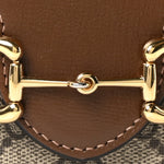 GG Supreme Monogram Mini Horsebit 1955 Shoulder Bag  Beige Brown Sugar