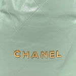 Shiny Calfskin Quilted Chanel 22 Light Green