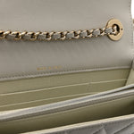 Lambskin Quilted Trendy CC Dual Handle Clutch With Chain Grey