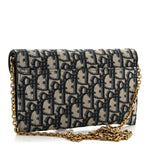 Oblique Saddle Chain Long Wallet Blue