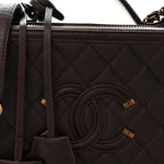 Iridescent Caviar Quilted Medium CC Filigree Vanity Case Burgundy