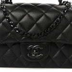 Lambskin Quilted Mini Top Handle Rectangular Flap So Black