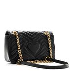 Calfskin Matelasse Small GG Marmont Shoulder Bag Black