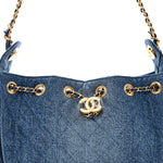 Washed Denim Quilted Mini Chanel 25 Handbag Blue