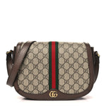 GG Supreme Monogram Web Small Ophidia Flap Messenger Bag Brown