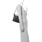 Shiny Lambskin Quilted CC Hobo Black