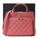Caviar Quilted Small Business Affinity Shopping Bag Pink