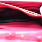 Grain De Poudre Matelasse Chevron Monogram Chain Wallet Lipstick Fuchsia