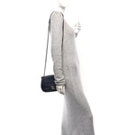 Calfskin Stitch CC Small Flap Navy Blue
