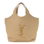 Nubuck Suede Quilted Maxi Icare Shopping Tote Safari Beige