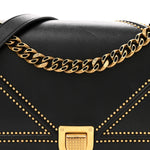 Lambskin Studded Medium Diorama Flap Bag Black