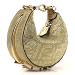Crystal Vitello Laminato Suede FF Nano Fendigraphy Hobo Bag Platino