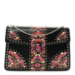Calfskin Karung Studded Serpenti Forever Shoulder Bag Black Pink Multicolor