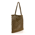 Yarn Raffia Effect Embroidered Logo Tote Oliva