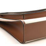 Canvas Smooth Calfskin Two Tone Medium Pocket Bag Natural Malt Brown