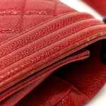 Caviar Quilted New Medium Boy Flap Dark Red