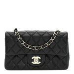 Lambskin Quilted Mini Rectangular Flap Black