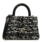 Lambskin Sequin Beaded Extra Mini Coco Handle Flap Black White