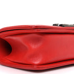 Calfskin Double Stitch Small Boy Flap Red