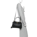Natural Smooth Calfskin Small Rodeo Top Handle Handbag Black