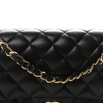 Lambskin Quilted Medium Double Flap Black