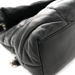 Lambskin Quilted Medium Loulou Puffer Monogram Chain Satchel Black
