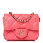 Lambskin Quilted Mini Chain Belt Bag Pink