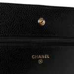 Caviar Quilted Wallet on Chain WOC Black